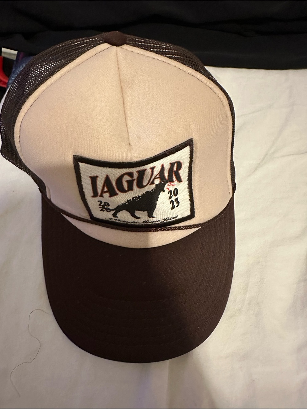 OTTO Jaguar Patch Trucker Cap - Cream & Brown
